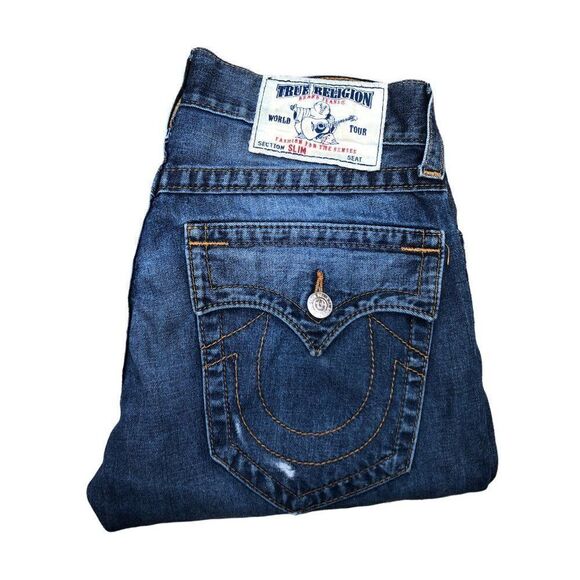 True Religion Jeans Size 32 SLIM Flap T Blue - Picture 7 of 10